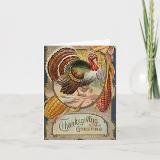 ヴィンテージターキーサンクスギビングホリデーカード シーズンカード (正面)