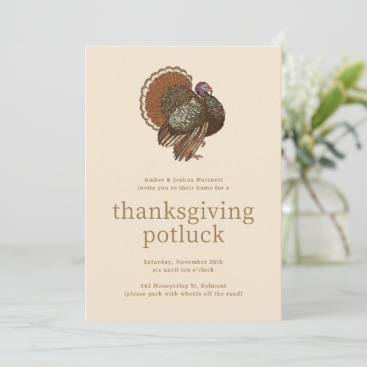 ヴィンテージターキーサンクスギビングポトラック招待状 招待状 (スタンド正面)