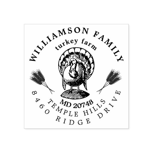 ヴィンテージターキーファームカスタムファームハウスアドレス ラバースタンプ (インプリント)