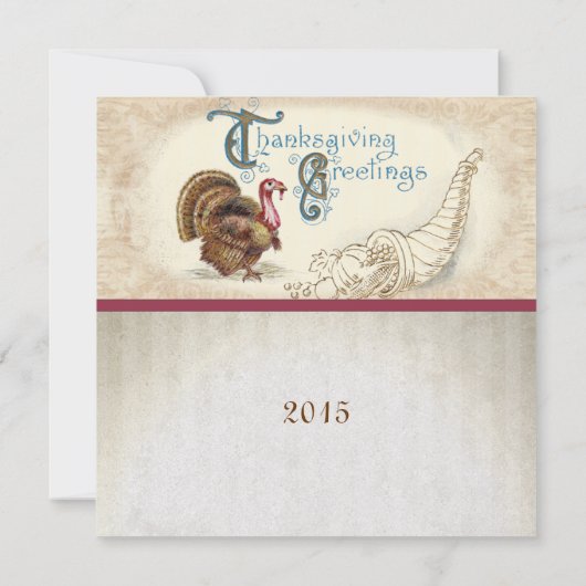 ヴィンテージターキーファームサンクスギビングディナー招待状 招待状 (裏面)
