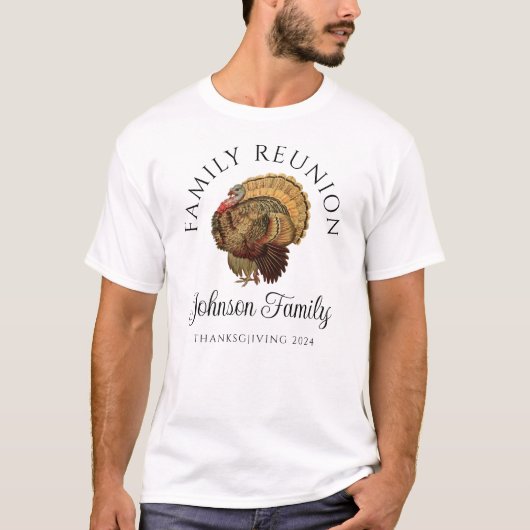 ヴィンテージターキー感謝祭家族再会 Tシャツ (正面)