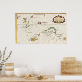 ヴィンテージタークス・カイコスの地図(1764) ポスター (キッチン)