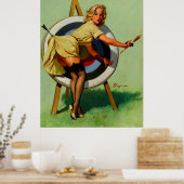 ヴィンテージターゲットアーチェリーピンナップガール ポスター (キッチン)