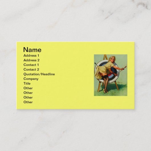 ヴィンテージターゲットアーチェリーピンナップガール 名刺 (正面)