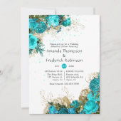 ヴィンテージターコイズとゴールドのリハーサルディナー 招待状 (正面)