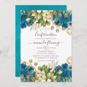 ヴィンテージターコイズと金ゴールドの粗末な確認 招待状 (正面/裏面)