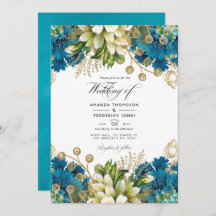 ヴィンテージターコイズと金ゴールドシックフローラ結婚ズ