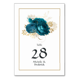 ヴィンテージターコイズと金ゴールドシャビー結婚ズ テーブルナンバー