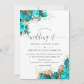 ヴィンテージターコイズと金ゴールドシャビー結婚ズ 招待状 (正面)