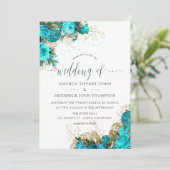 ヴィンテージターコイズと金ゴールドシャビー結婚ズ 招待状 (スタンド正面)