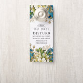 ヴィンテージターコイズと金ゴールドシャビー結婚フローラ ドアノブサイン (ノブ)