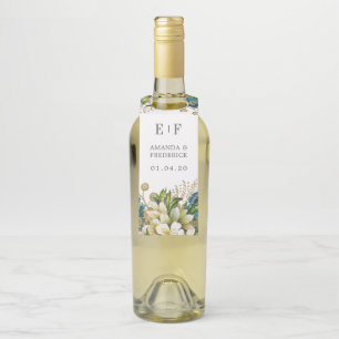 ヴィンテージターコイズと金ゴールドシャビー結婚フローラ ボトルネックタグ