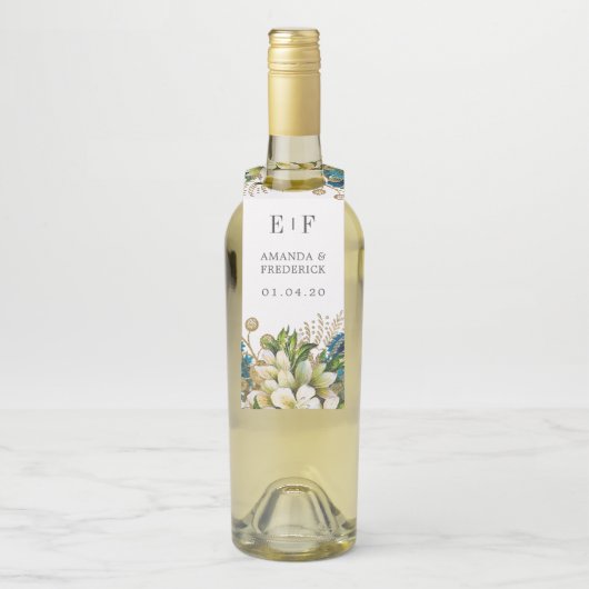 ヴィンテージターコイズと金ゴールドシャビー結婚フローラ ボトルネックタグ (ボトル)