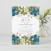 ヴィンテージターコイズと金ゴールドシャビーsipと表示 招待状 (スタンド正面)