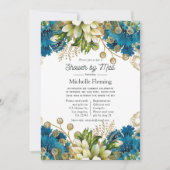 ヴィンテージターコイズと金ゴールドシャワーbyメール 招待状 (正面)