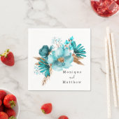 ヴィンテージターコイズと金ゴールドピオ結婚ニー スタンダードカクテルナプキン (インサイチュ)