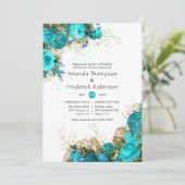 ヴィンテージターコイズと金ゴールドリハーサルディナー 招待状 (スタンド正面)