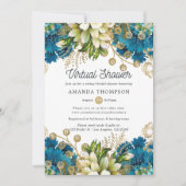 ヴィンテージターコイズと金ゴールド仮想ブライダルシャワー 招待状 (正面)