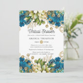 ヴィンテージターコイズと金ゴールド仮想ブライダルシャワー 招待状 (スタンド正面)