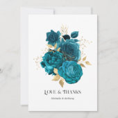 ヴィンテージターコイズと金ゴールド結婚の サンキューカード (正面)
