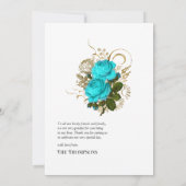 ヴィンテージターコイズと金ゴールド結婚の サンキューカード (裏面)