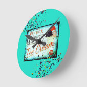 ヴィンテージターコイズのアイスクリームサイン時計 ラウンド壁時計 (傾斜)