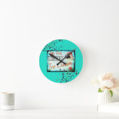 ヴィンテージターコイズのアイスクリームサイン時計 ラウンド壁時計 (ホーム)