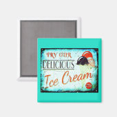 ヴィンテージターコイズアイスクリームサイン磁石 マグネット (正面/裏面)