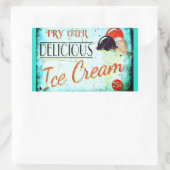 ヴィンテージターコイズアイスクリームサイン 長方形シール (バッグ)