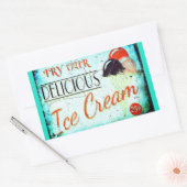 ヴィンテージターコイズアイスクリームサイン 長方形シール (封筒)