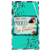 ヴィンテージターコイズアイスクリーム標識抱き枕 スモールペーパーバッグ (裏面)