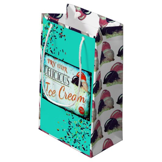 ヴィンテージターコイズアイスクリーム標識抱き枕 スモールペーパーバッグ (裏面アングル)