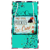 ヴィンテージターコイズアイスクリーム標識抱き枕 スモールペーパーバッグ (正面)