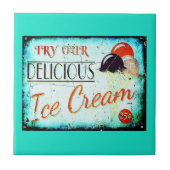 ヴィンテージターコイズアイスクリーム看板セラミックタイル タイル (正面)