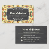 ヴィンテージターコイズオレンジフローラ及び黒板 名刺 (正面/裏面)