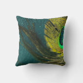 ヴィンテージターコイズグエレガントリーンピーコックフェザー クッション (裏面)