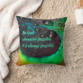 ヴィンテージターコイズグリーンエレガントピーコックフェザー クッション (ブランケット)