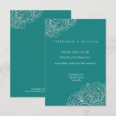 ヴィンテージターコイズスワールダマスクウェディングレセプションマップ エンクロージャーカード (正面/裏面)