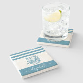 ヴィンテージターコイズタコビーチハウススクリプト名 ストーンコースター (横)