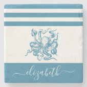 ヴィンテージターコイズタコビーチハウススクリプト名 ストーンコースター (正面)