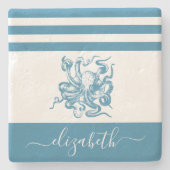 ヴィンテージターコイズタコビーチハウススクリプト名 ストーンコースター (正面)