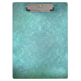 ヴィンテージターコイズティール（緑がかった色）ヴィンテージパターン クリップボード