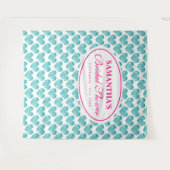 ヴィンテージターコイズハート ブライダルシャワー フォトバックドロップ タペストリー (正面(横))