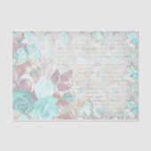 ヴィンテージターコイズバラ手書き分離紙 薄葉紙 (正面)