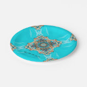 ヴィンテージターコイズパターンボヘミア結婚式の引き出物 ペーパープレート (アングル)