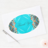 ヴィンテージターコイズパターンボヘミ感謝していアユー 楕円形シール (封筒)