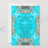 ヴィンテージターコイズパターン ボヘミアンワディング 招待状 (正面)