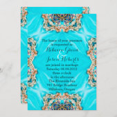 ヴィンテージターコイズパターン ボヘミアンワディング 招待状 (正面/裏面)