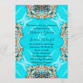 ヴィンテージターコイズパターン ボヘミアンワディング 招待状