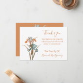 ヴィンテージターコイズフローラ悔やみや弔慰サンキューカード ノートカード (正面/裏面インサイチュ)